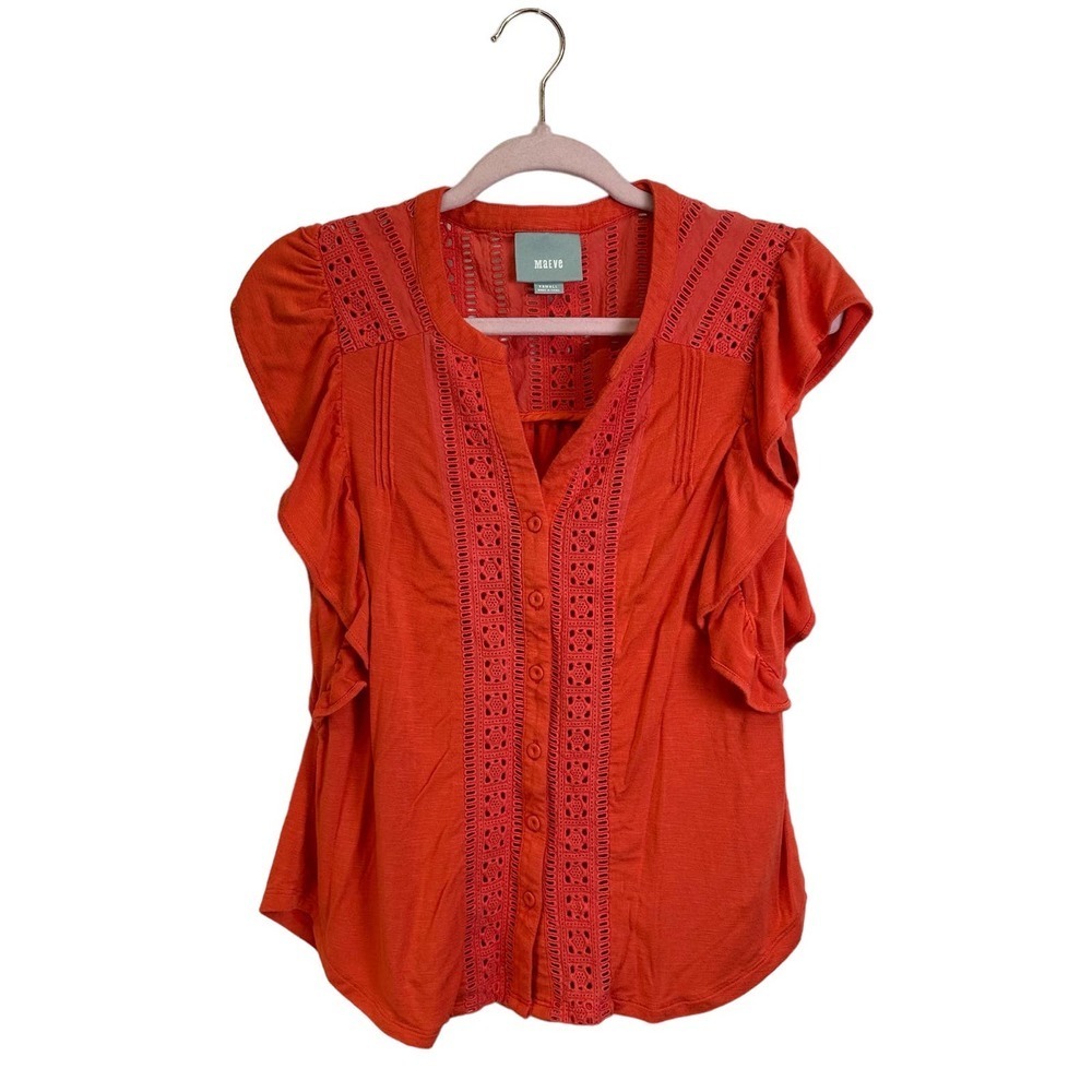 MAEVE Orange‎ Soft Ruffled Sleeve Tank Top/Blouse size XS
